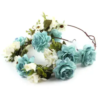 

Parent Children Hairband Cloth Fake Blue Red Pink Cute Flower Loop Seaside Resort Fake Garland Flower Headband Decoration Tool