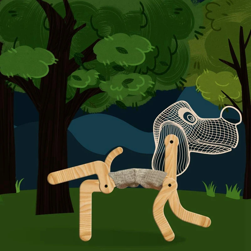 

Night Light for Kids Children with Sleeping Lights Dog 3D Illusion Baby Nursery Wooden Modern Lamp Roly-Poly Toy Tumbler