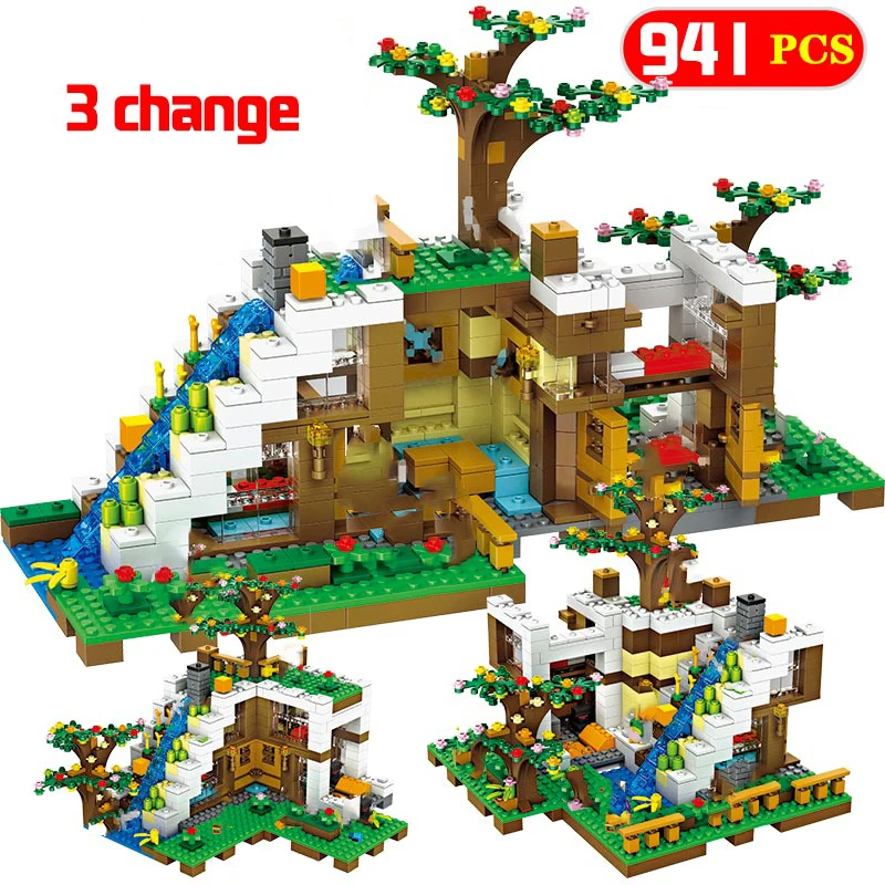 

941pcs The Waterfall Base My World Building Blocks Compatible Legoinglys Tree House Sets Bricks Toys for Children