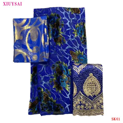 XIUYSAI синий Базен Riche Getzner Tussu Africain Bazin Riche ткань Guinea Brocade Ткань Bazin Brode нигерийская Кружевная Ткань 5 ярдов - Цвет: as picture