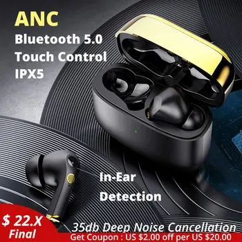 

ANC TWS Sports Waterproof Bluetooth 5.0 Gaming Earphones Touch Control Wireless Earbuds