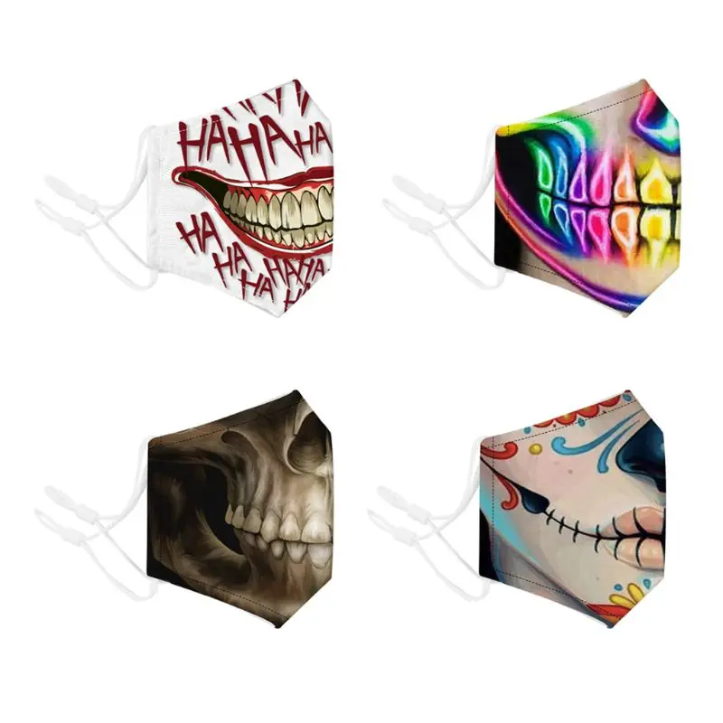 Cool Skull Mask PM2.5 Activated Carbon Filter Protective Anti Pollution Washable Breathable Cotton Mouth Adult | Аксессуары для