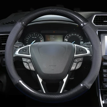 

Genuine Leather car steering wheel cover for Ford Fiesta 2008-2013 Ecosport 2013-2016 Custom made auto teering wheel cover