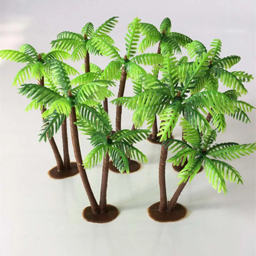 Plastic Simulated Coconut Palm Tree Miniature Plant Pots Fish Tank