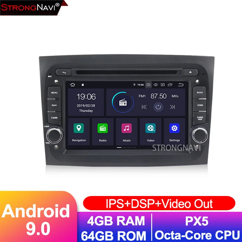 Ips DSP 7 дюймов Android 9 0 4 ГБ 64 автомобильный gps радио для Fiat Doblo 2007 2008 2009 2010 2011 2012 DVD плеер