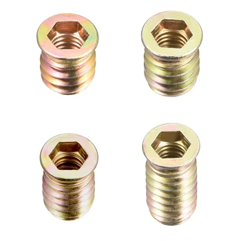 

uxcell 20/30/50pcs Threaded Insert Nuts Wood Furniture M8 Thread Size 13/15/17/20/25mm Height Interface Hex Socket Drive
