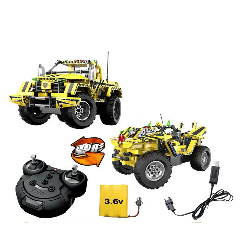CADA Technic RC MOC Series 2 в 1 пульт дистанционного управления гоночный автомобиль трансформируемый комплект модельный набор RC строительные блоки кирпичные игрушки для детей
