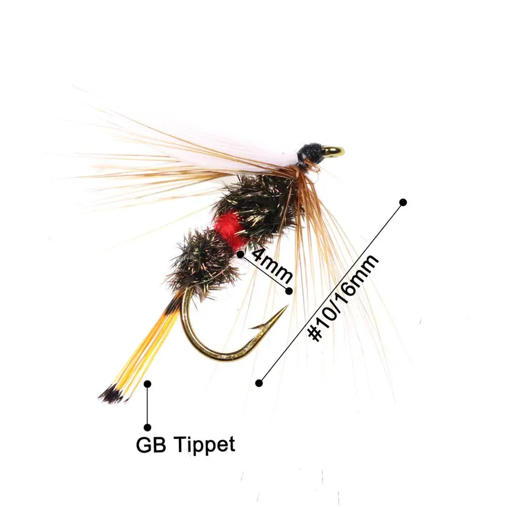 Vampfly 10pcs/pack #10 Fly Fishing Lure Royal Coachman Dry Flies For Trout Greyling Char Fishing Bait Lure