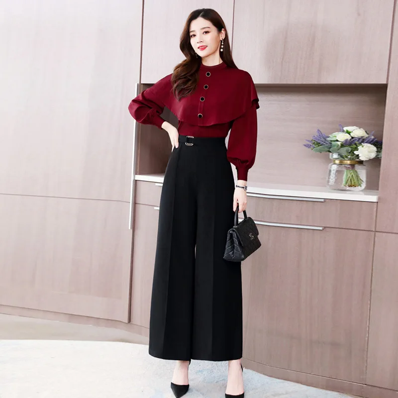 

Fashion Elegant Ol Korean-style Trend Set 2020 Spring Elegant Simple Comfortable Slimming Loose Pants Two-Piece Set