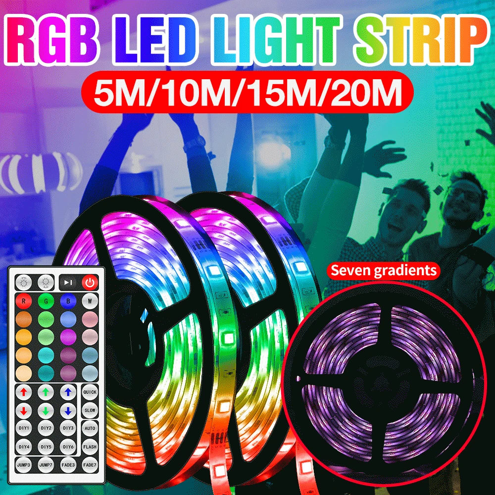 5050 Led Strips 5m 10m 15m 20m Rgb Light Strip 12v Led Flexible Ribbon