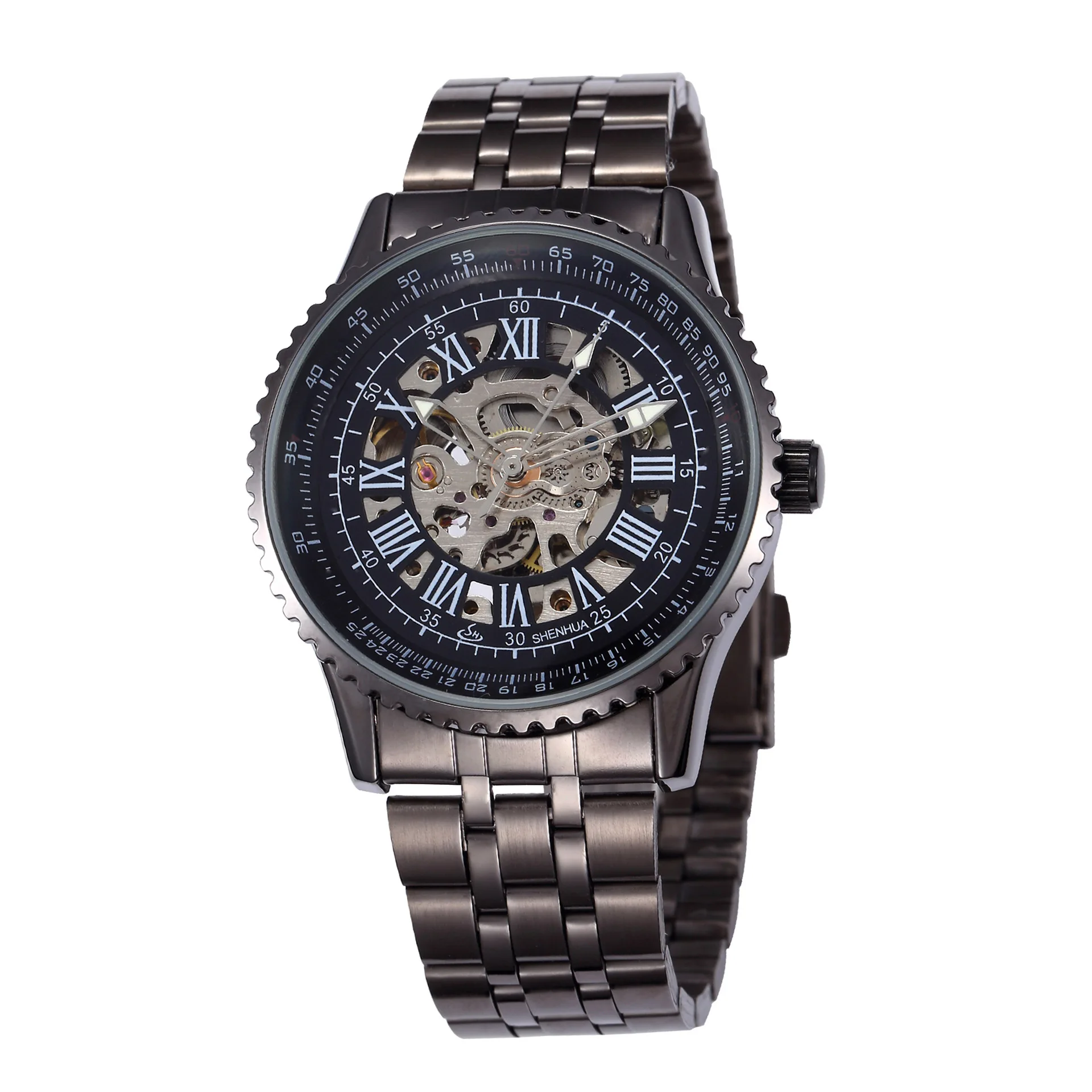 

Shenhua Gentry China Full Automatic Hollow out Steel Belt Leather Belt Mechanical Wrist Watch MEN'S Watch