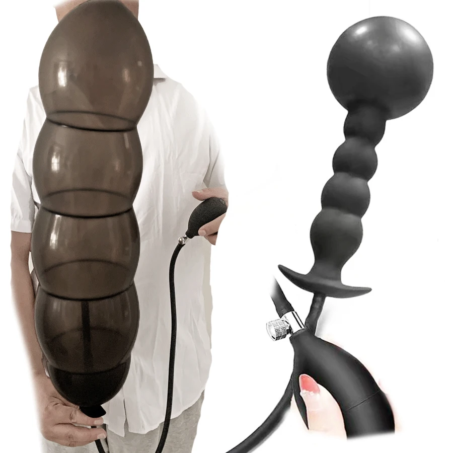 Expansion Diameter 14cm Inflatable Dildo Anal Plug With 5 Beads Built-in Silicone Column Huge Butt Plug Ass Dilator Anal Sex Toy sex toys
