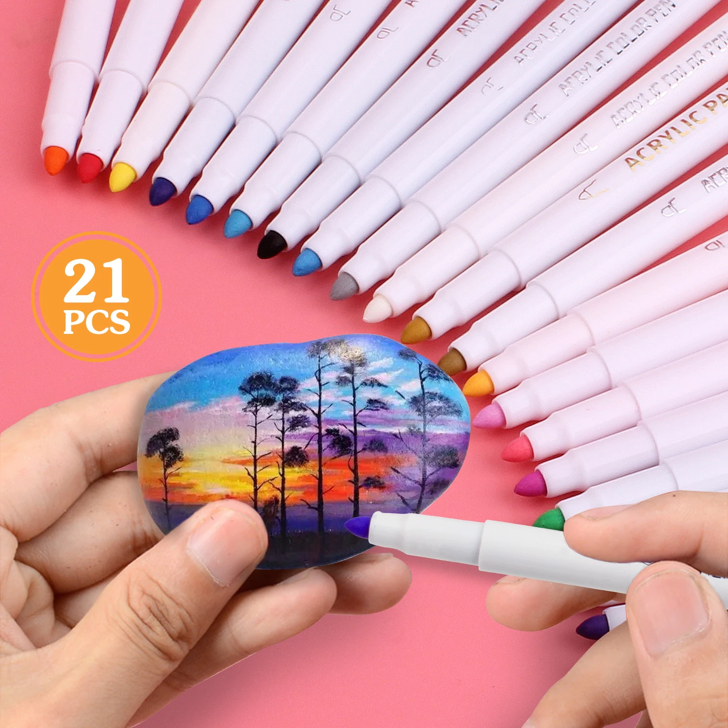 21/25 Color Permanent Acrylic Paint Pens for Rocks Painting Ceramic Glass Wood Fabric Canvas Mugs Cobblestone Easter Egg | Канцтовары