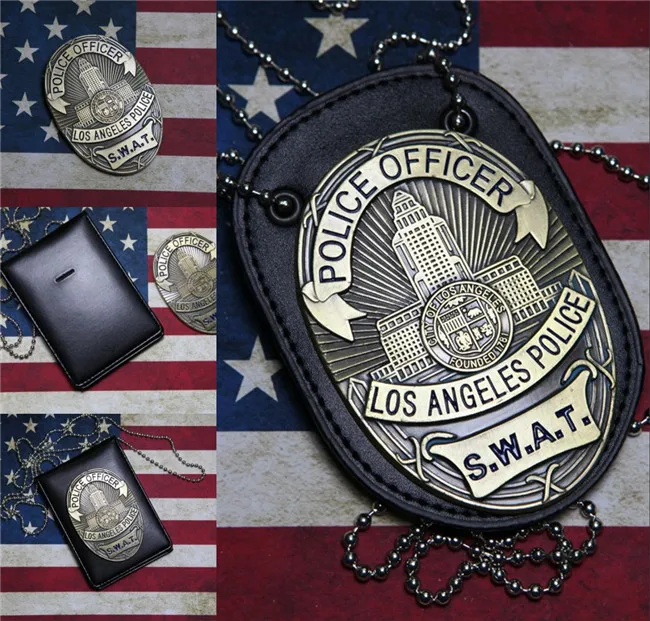 

New 1pcs LA Police SWAT Officer Badges Card ID Cards Holder 1:1 Gift Cosplay Collection Halloween Metal Badge Prop Gift