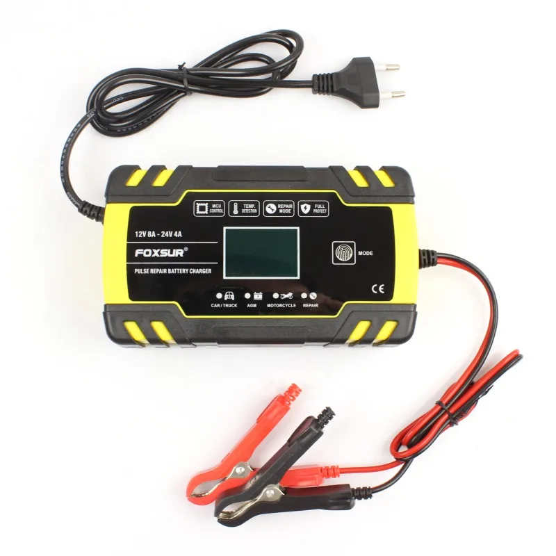 

Car Motorcycle US Plug Battery Charger LCD Smart Fast Charging Lead Acid Full Automatic Batteries