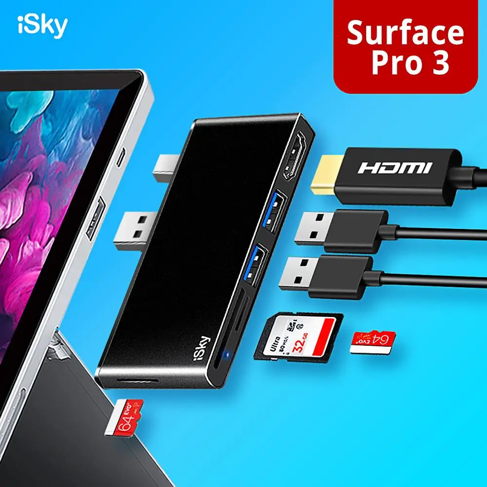 Hub Dock For Pro3 Microsoft Surface Usb Hub Combo Adapter Mini Dp To Hdmi Usb Sd Tf External Ports Expansion Surface Pro Usb Hubs Aliexpress