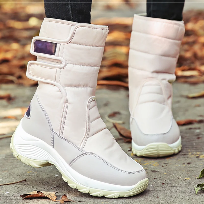 Женские ботинки; зимние ботинки до середины икры на каблуке; зимняя обувь; женские водонепроницаемые зимние ботинки; коллекция года; модные ботинки на платформе; Botas Mujer; размер 42