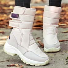 Женские ботинки; зимние ботинки до середины икры на каблуке; зимняя обувь; женские водонепроницаемые зимние ботинки; коллекция года; модные ботинки на платформе; Botas Mujer; размер 42