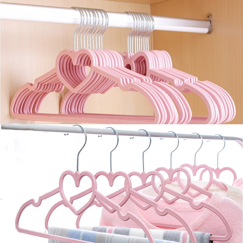 10pcs Clothes Hanger Durable Hanger Abs Heart Pattern Coat Hanger For Adult Children Clothing Hanging Supplies (pink) - Hangers - AliExpress