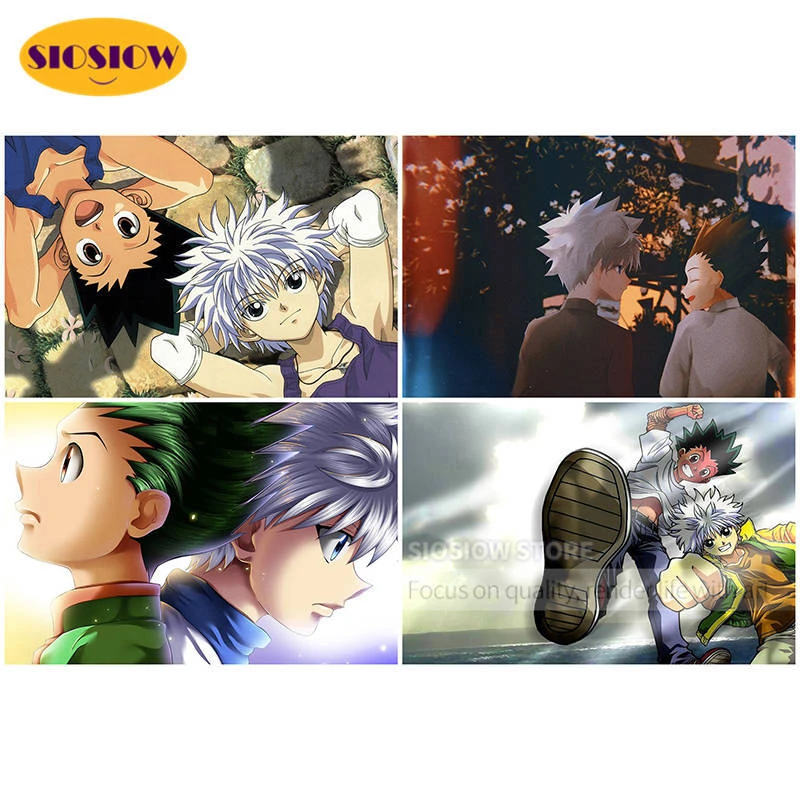 日本の漫画のキャラクター 丸いキルアゴンステッカー ハンター ハンター 5dダイヤモンド壁画 完全なセット 刺繡 クロスステッチ Diy ダイヤモンド ペイント Aliexpress
