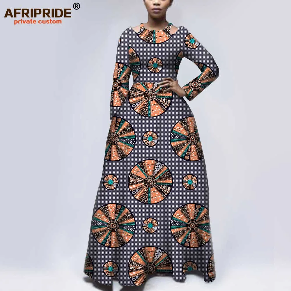 Afripride, африканские платья с принтом для женщин, изготовленные на заказ, длинные рукава, длина до пола, женское облегающее и расклешенное церковное платье A1925050