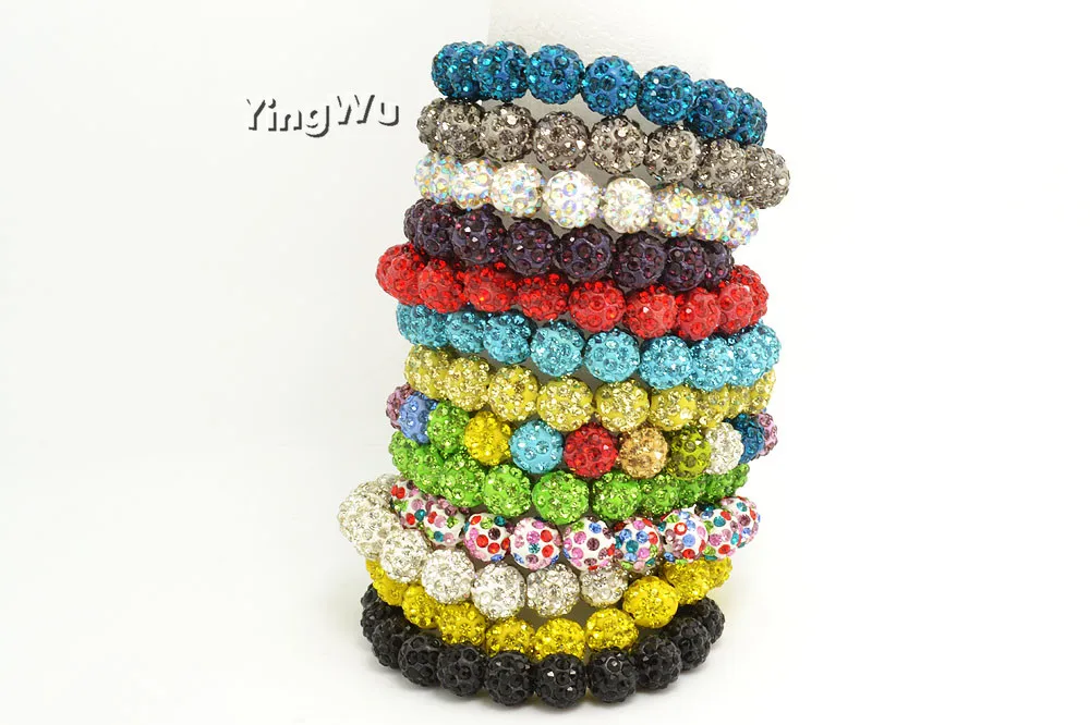 Yingwu 10 шт./партия, женские Стразы ручной работы, круглый кристалл, бисер, растягивающийся браслет, женские браслеты на запястье, ювелирные изделия