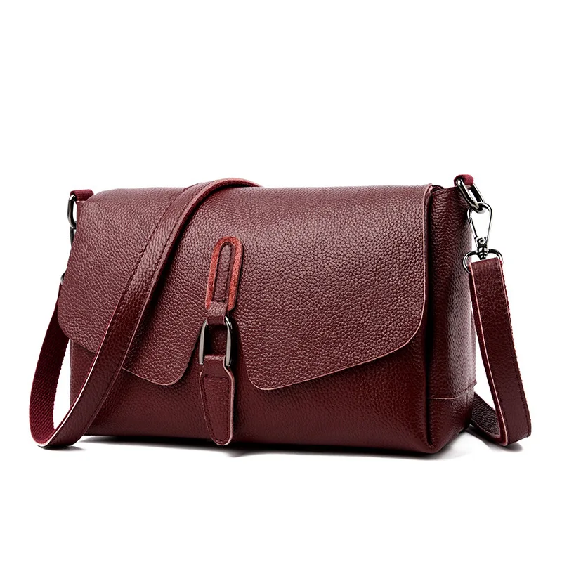 Женская модная одноцветная сумка на плечо из воловьей кожи, Повседневные Вечерние сумки-мессенджеры, трендовая маленькая квадратная сумка