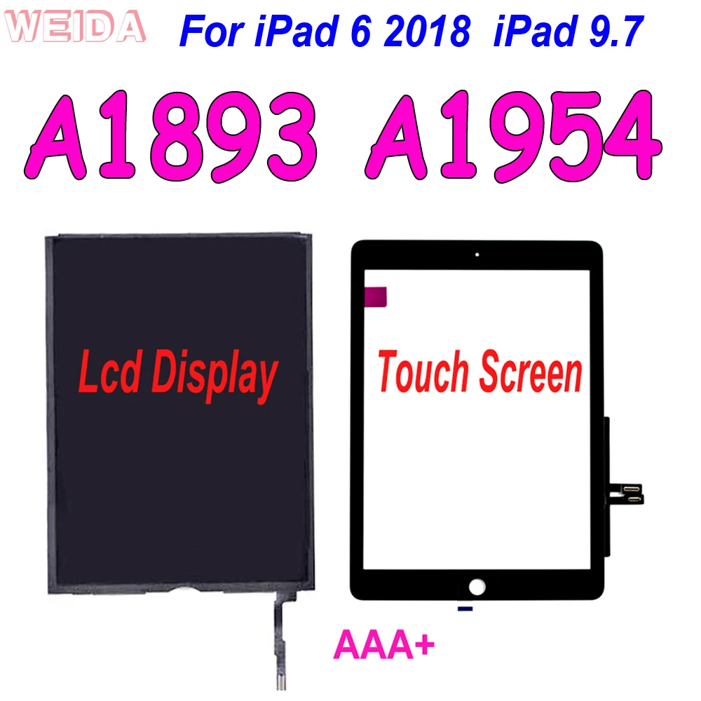 9.7 For iPad6 iPad 6 2018 A1893 A1954 LCD Display Touch Screen Digitizer  Front Glass Panel For iPad 9.7 2018 LCD Replacement