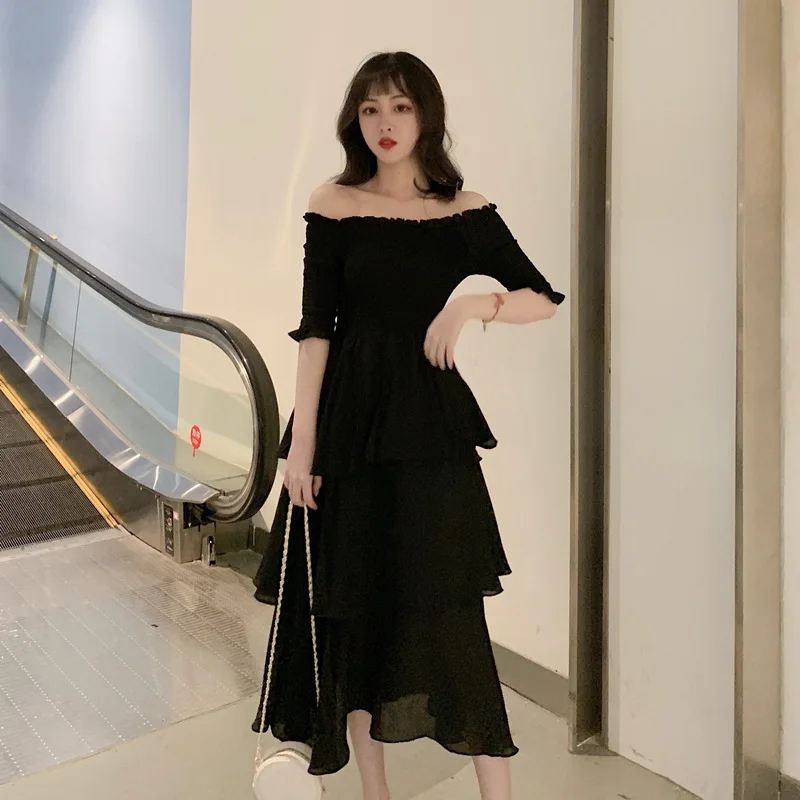 

Dress 2019 Summer New Products Debutante Women's Dress Slim Fit Waist Hugging Slimming Chiffon Cake Dress
