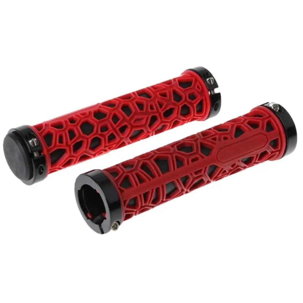 red 1 пара противоскользящие ручки для руля Спортивного Велосипеда ручки MTB BMX фиксированная передача дорожный велосипед двойной резиновый замок-на рукоятка для руля - Цвет: red