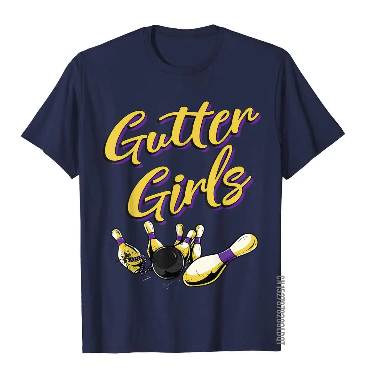 Gutter Girls Funny Women Girls Bowling Team Name T-shirt__B8234navy