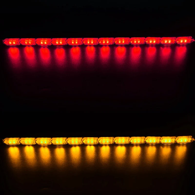 2 шт., светильник для дневных ходовых огней, гибкий, водонепроницаемый, светодиодный, с полосками, головной светильник, с последовательным потоком, сигнал поворота, водонепроницаемый - Цвет: Red to Yellow