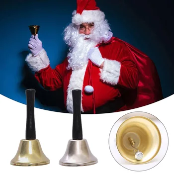 

Santa Claus Rattle Christmas Hand Bell Noble Reception Dinner Party Decor Christmas Hand Bell With Wooden Handle Xmas Decor