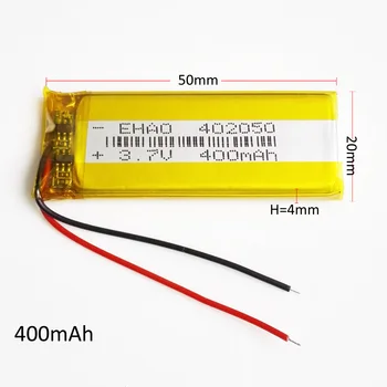 

EHAO 402050 3.7V 400mAh battery Lithium Polymer LiPo Rechargeable Battery Power For Mp3 MP4 MP5 GPS PSP mobile electronic part