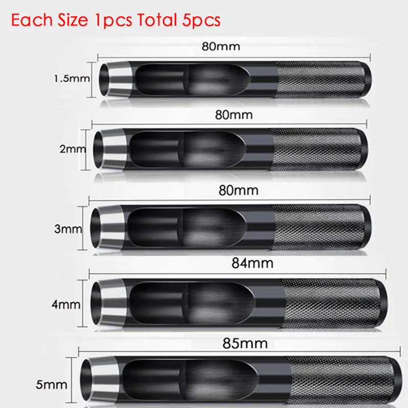 1.5mm-5mm 1-25 мм кожаные инструменты, набор инструментов для кожевенного перфоратора, дырокол, ремень, Дырокол, набор для рукоделия, для одежды, холст, сделай сам, Дырокол - Цвет: 1.5mm-5mm