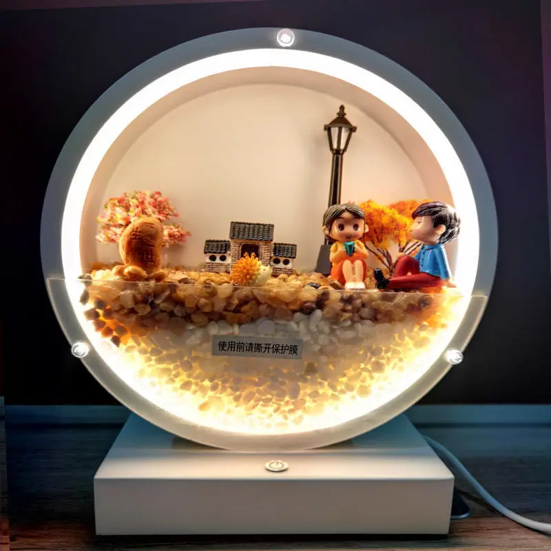 Creative Desktop Ornaments Couple Micro Landscape Table Lamp Bedroom Night Lights Girlfriend's Wedding Valentine's Day Gift | Дом и