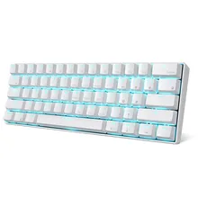 

New NEW RK61 Mini Mechanical Keyboard Blue Backlight 61 Key BT Dual Mode Keyboard for Gamer Phone/Tablet White with Gateron Red