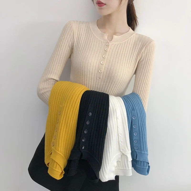 

Fashion Autumn Winter Women Sweater Knitted Pullover Sweater Round Neck Slim Sweater Top Jumper Pull Femme