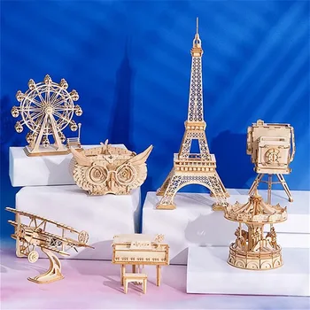 

DIY Ferris Wheel Aircraft Merry-go-round Wooden Model Building blocks Jigsaw Puzzle Toy Gift for Children Adult Free Shipping