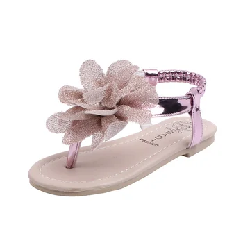 

Girls Sandals Flower Summer Princess Shoes Fashion Baby Girl Shoes Kids Flat Beach Sandals Gold Pink children sandals