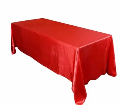 145x320cm White/Black Tablecloths Table Cover Rectangular Satin Tablecloth for Wedding Birthday Party Hotel Banquet Decoration - Color: red