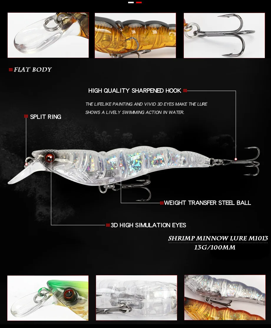 New Simulation Shrimp Fishing Lure 10cm 13g Hard Bait 3D Eyes Crankbait Wobblers Carp Fishing Peaca Bass Fishing Tackle