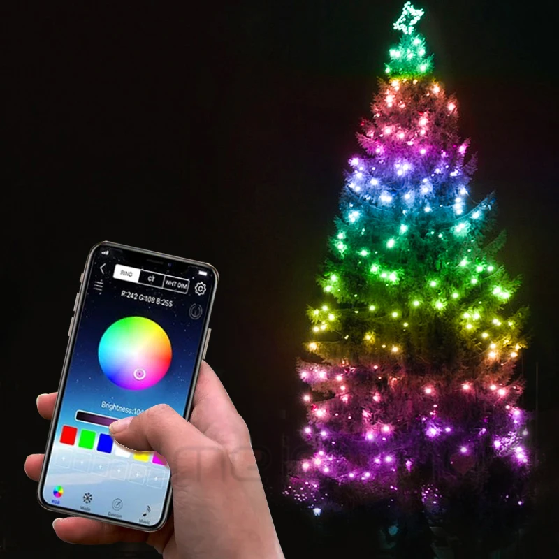2 20m Christmas Tree Decoration Lights Smart Bluetooth Led Xmas String Lights App Remote Control Lights Christmas Decor For Home Pendant Drop Ornaments Aliexpress