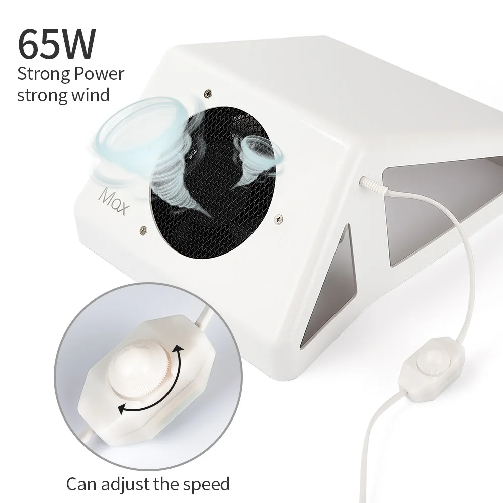 

65W Adjustable Nail Vacuum Cleaner Nail Dust Collector Vacuum Suction Fan Manicure Tool Nail Art Equipment Nail Salon Machine