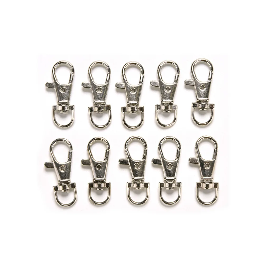 Dull Silver Plated Swivel Lobster Clasp Clips Key Hook Keychain Split Key Ring Findings Clasps For Keychains Making Wholesale