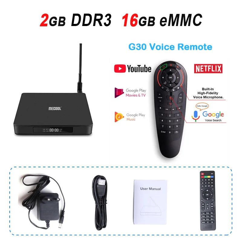 ТВ-бокс MECOOL K6 DVB-T2 DVB-S2 Android 7,0 tv Box 2GB DDR3 16GB 2,4G 5G Dual WiFi 100M LAN 4K телеприставка VP9 USB3.0 - Цвет: 2GB 16GB G30