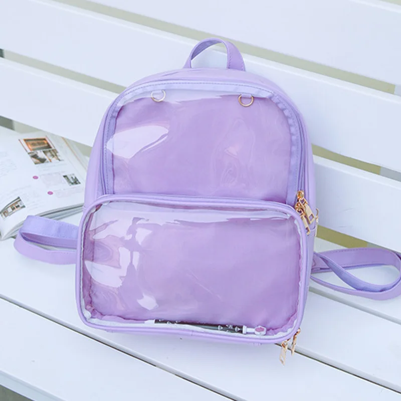 Новые женские рюкзаки прозрачные рюкзаки студенческие сумки конфеты прозрачные рюкзаки модные Ita сумки для девочек милые студенческие сумки - Цвет: Purple