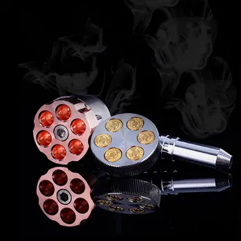 

HOT Revolver Pipe Weed Grinder Six Shooter Smoking Creative Tobacco Cigarette Herb Grinder Smoke Crusher NDS