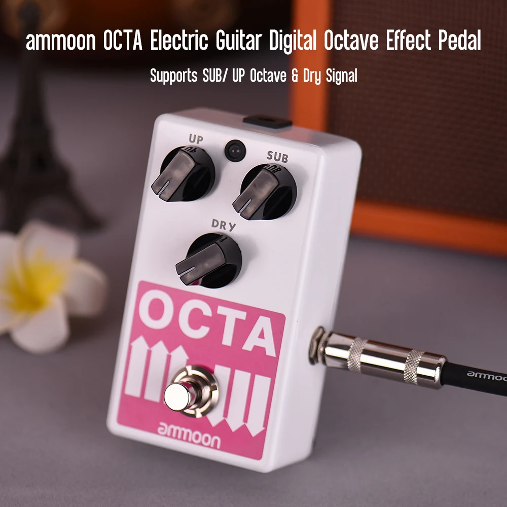 Ammoon OCTA электрогитара Точная полифонная Октава педаль эффектов поддерживает SUB/UP Octave True Bypass