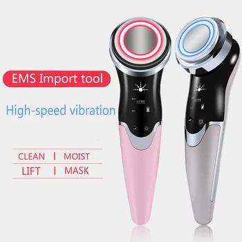 

Ultrasonic Heating Iontophoresis EMS Red Blue Light Beauty Instrument EMS Import Face Cleaner Lifting device Skin Rejuvenation